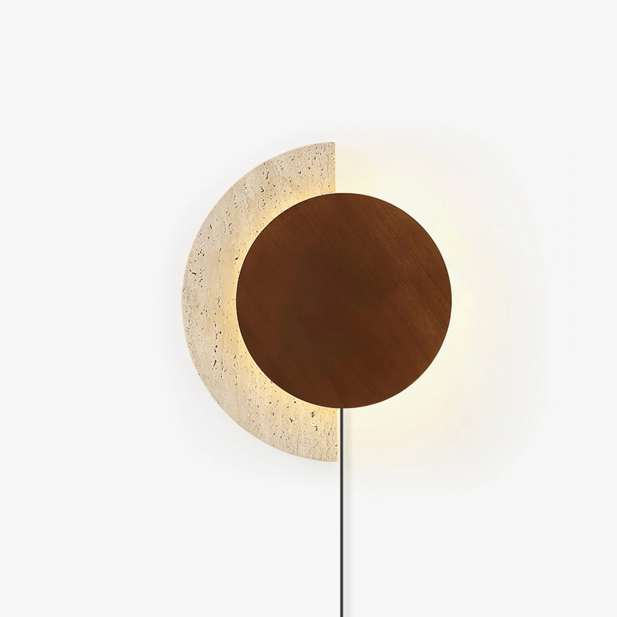 Crescent Halo Plug-in Travertine Wall Sconce - Tianguang Alabaster Lighting