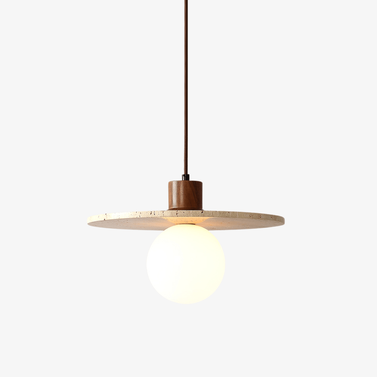 Travertine Disk Globe Pendant Light - Tianguang Alabaster Lighting