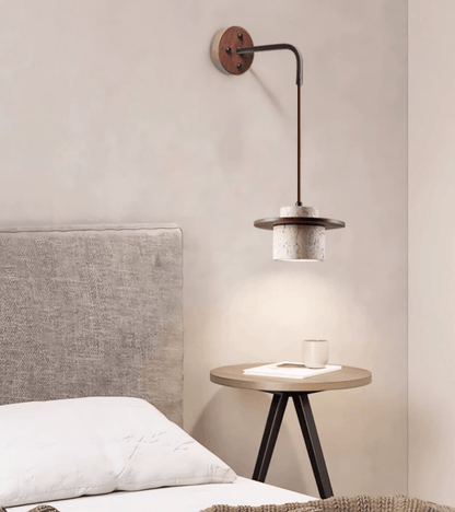 Cylindrical Stone Wall Light, Hardwired Wall Sconce, detail 10