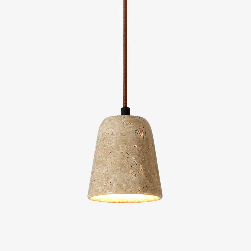 Earthy Travertine Cone Pendant Light - Tianguang Alabaster Lighting