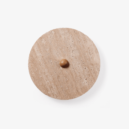 Circular Travertine Disk Wall Light, Hardwired Wall Sconce, detail 9