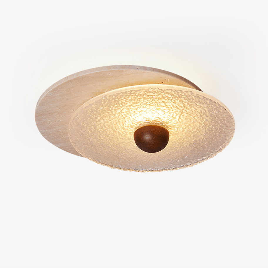 Lunar Ripple Travertine Ceiling Light - Tianguang Alabaster Lighting