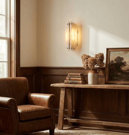 Onyxa Crest Alabaster Wall Light, Hardwired Wall Sconce, detail 2