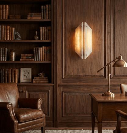 Onyxa Crest Alabaster Wall Light, Hardwired Wall Sconce, detail 6