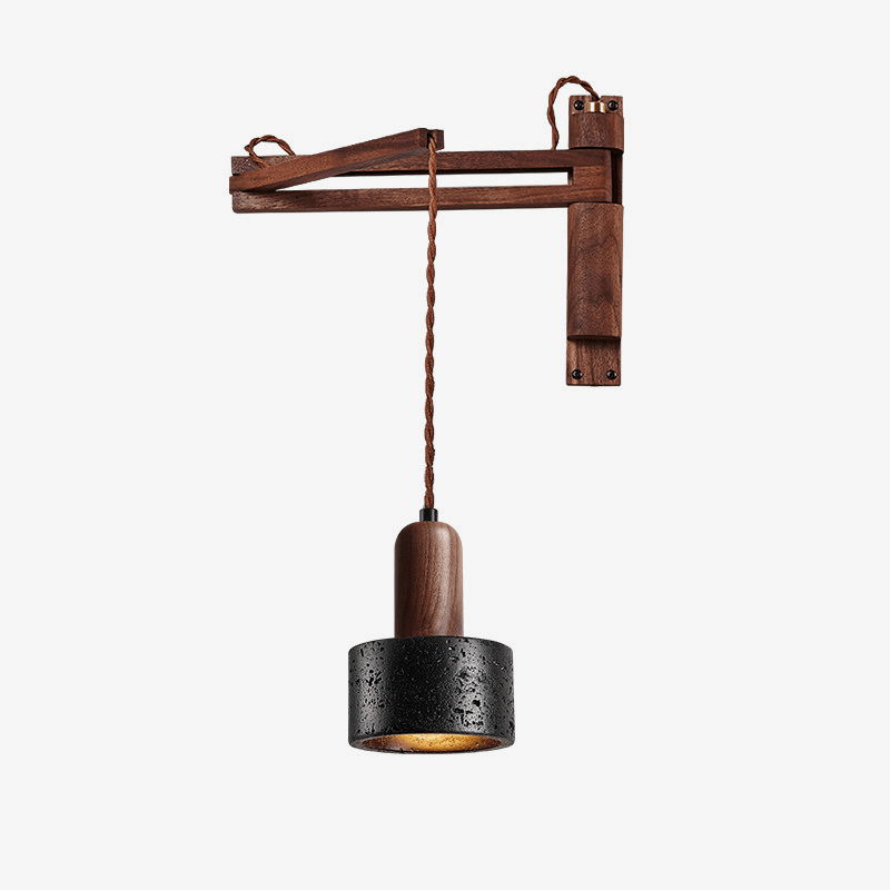 Lava Stone Swing Arm Travertine Wall Lamp - Tianguang Alabaster Lighting