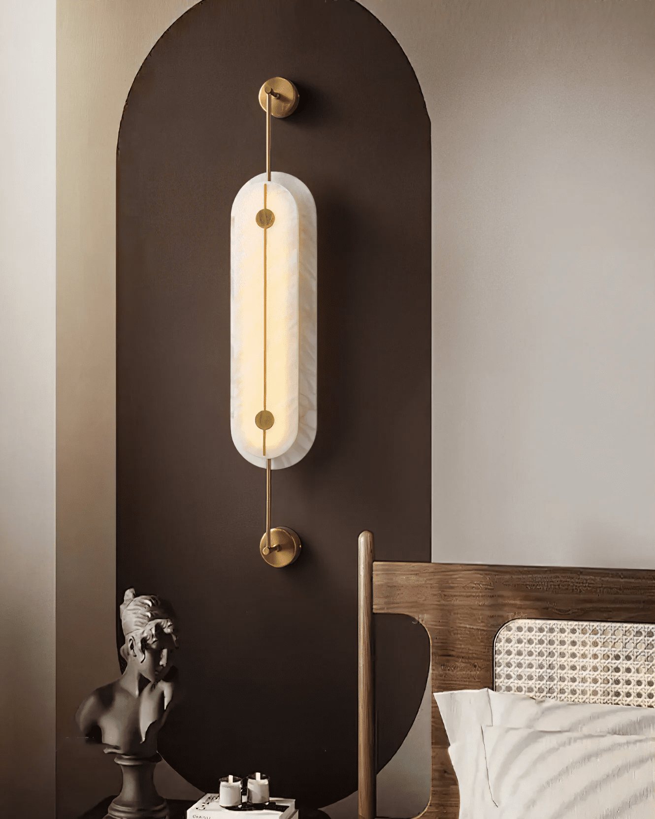 Solvane Alabaster Wall Light - Dia 18cm x H 80cm Metal, Hardwired Wall Sconce, detail 12