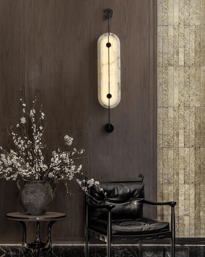 Solvane Alabaster Wall Light - Dia 18cm x H 80cm Metal, Hardwired Wall Sconce, detail 13