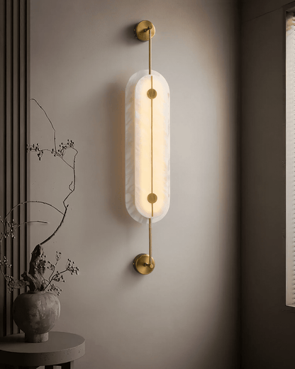 Solvane Alabaster Wall Light - Dia 18cm x H 80cm Metal, Hardwired Wall Sconce, detail 14