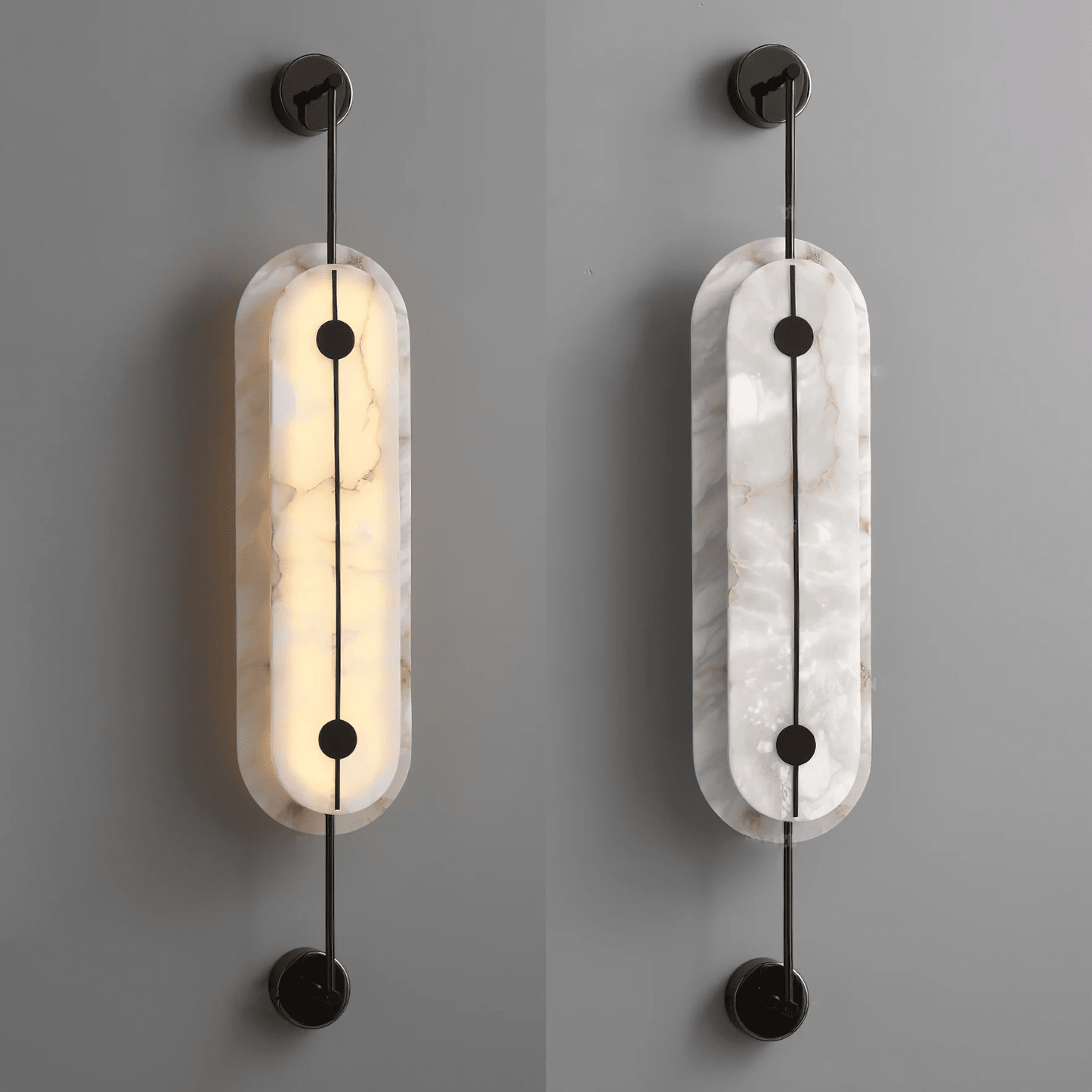 Solvane Alabaster Wall Light - Dia 18cm x H 80cm Metal, Hardwired Wall Sconce, detail 15