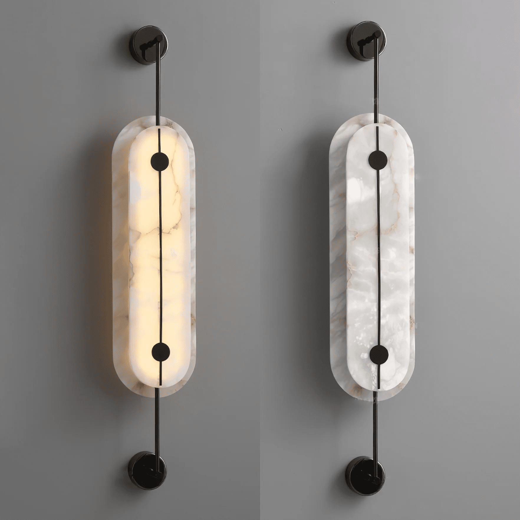 Solvane Alabaster Wall Light - Dia 18cm x H 80cm Metal, Hardwired Wall Sconce, detail 15