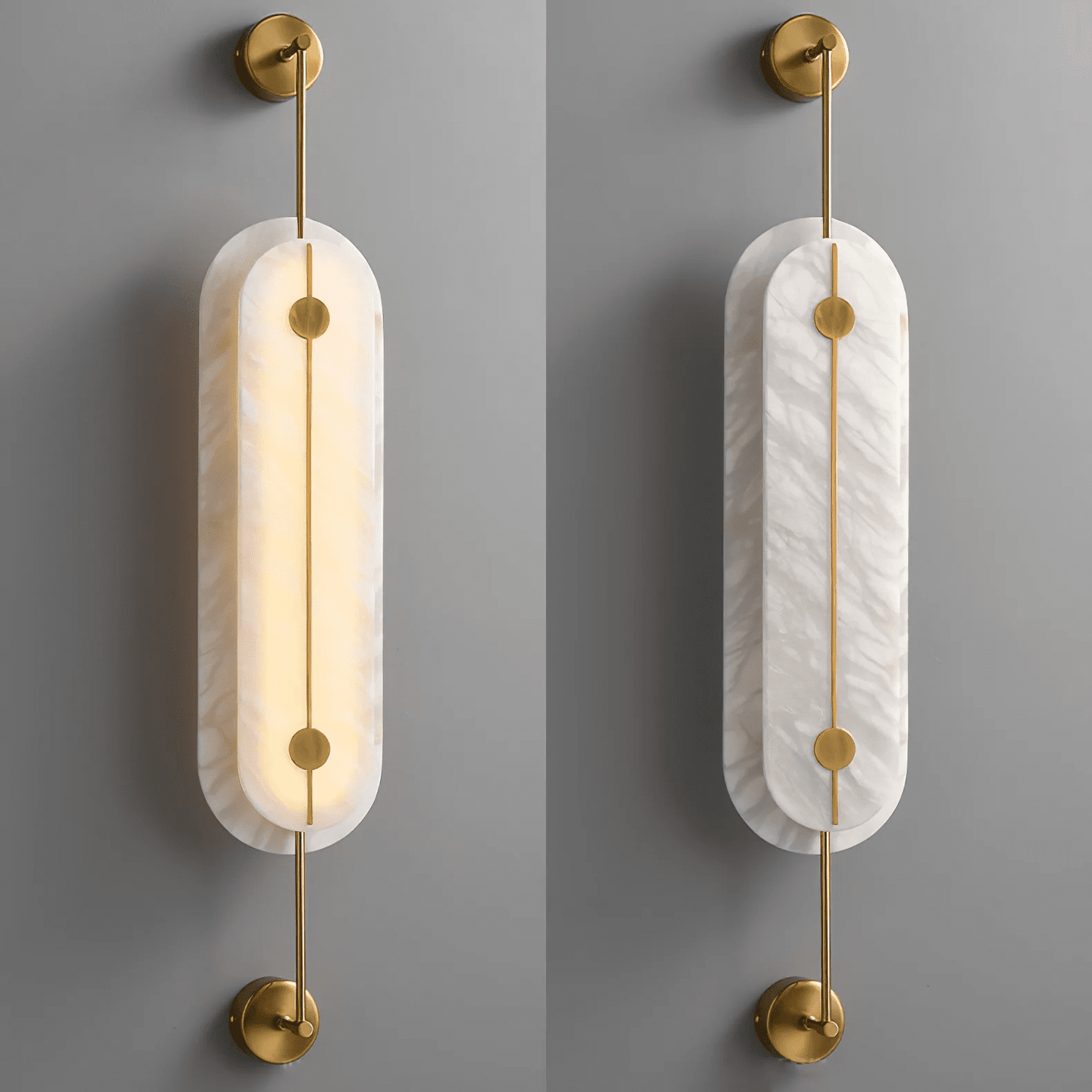 Solvane Alabaster Wall Light - Dia 18cm x H 80cm Metal, Hardwired Wall Sconce, detail 16