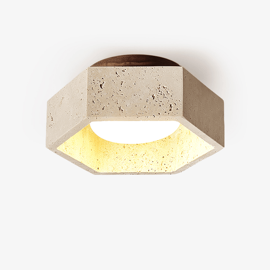 Hexa Core Travertine Ceiling Light - Tianguang Alabaster Lighting