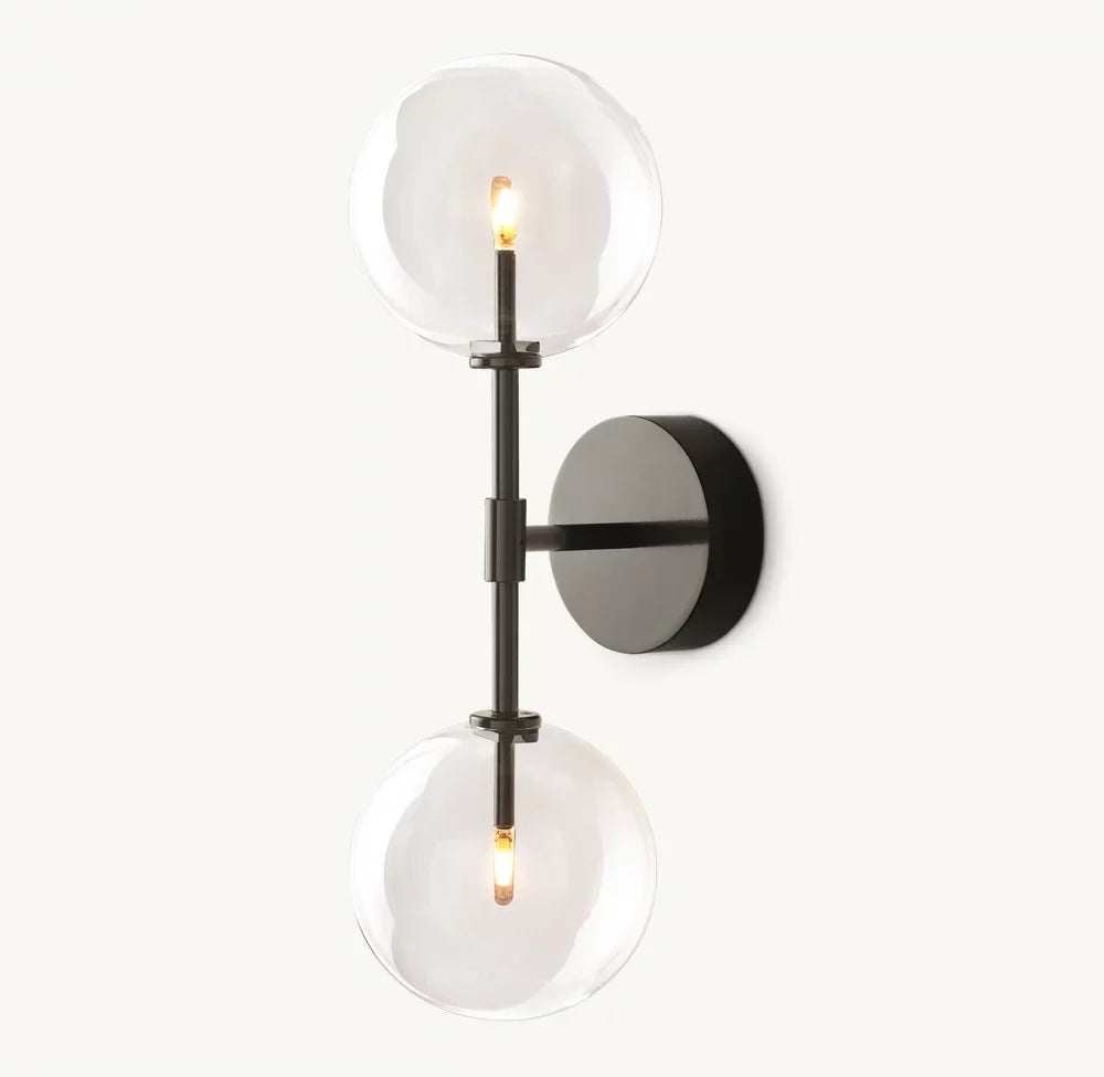 Glass Globe Linear Wall Light, Bathroom Wall Sconce, detail 11