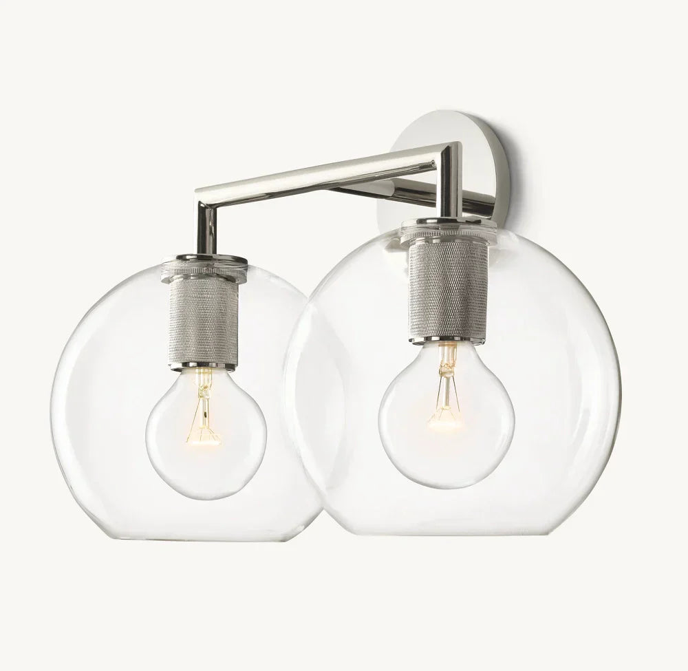 Utilitaire Globe Shade Double Wall Light, Bathroom Wall Sconce, detail 15