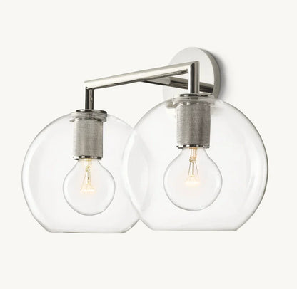 Utilitaire Globe Shade Double Wall Light, Bathroom Wall Sconce, detail 15