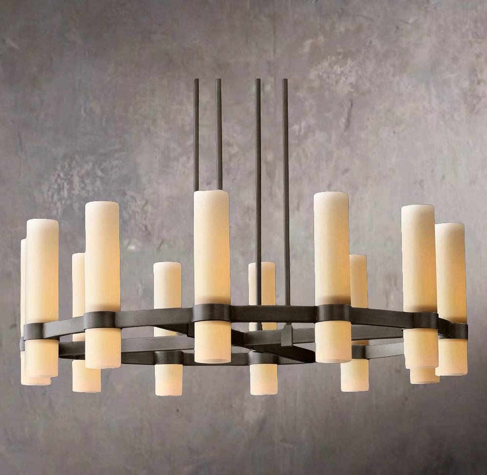San Marcos Alabaster Circular Chandelier 60" - Tianguang Alabaster Lighting