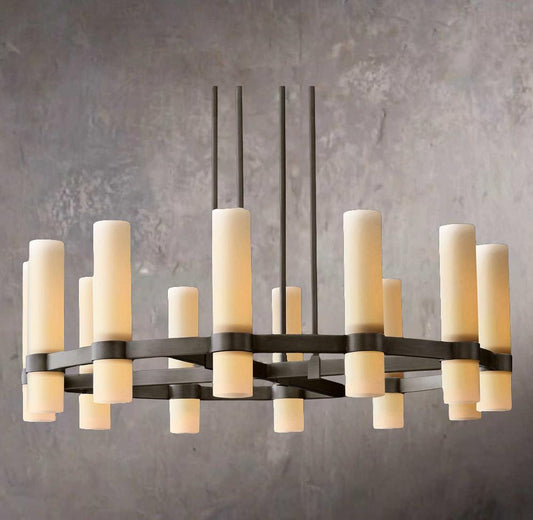 San Marcos Alabaster Circular Chandelier 60" - Tianguang Alabaster Lighting
