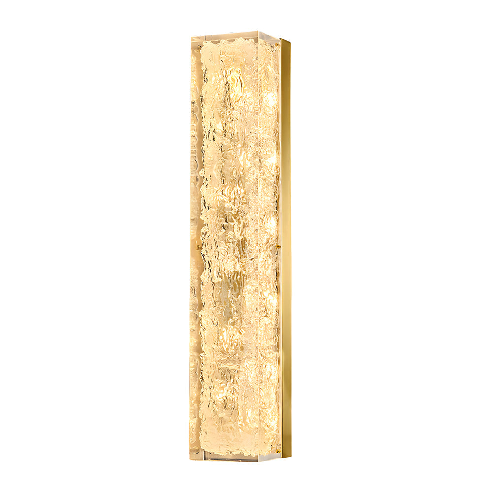 Contemporary Brass 1-Light LED Wall Fixtures Rectangle Wall Light in Ice Resin, Hardwired Wall Sconce, detail 7