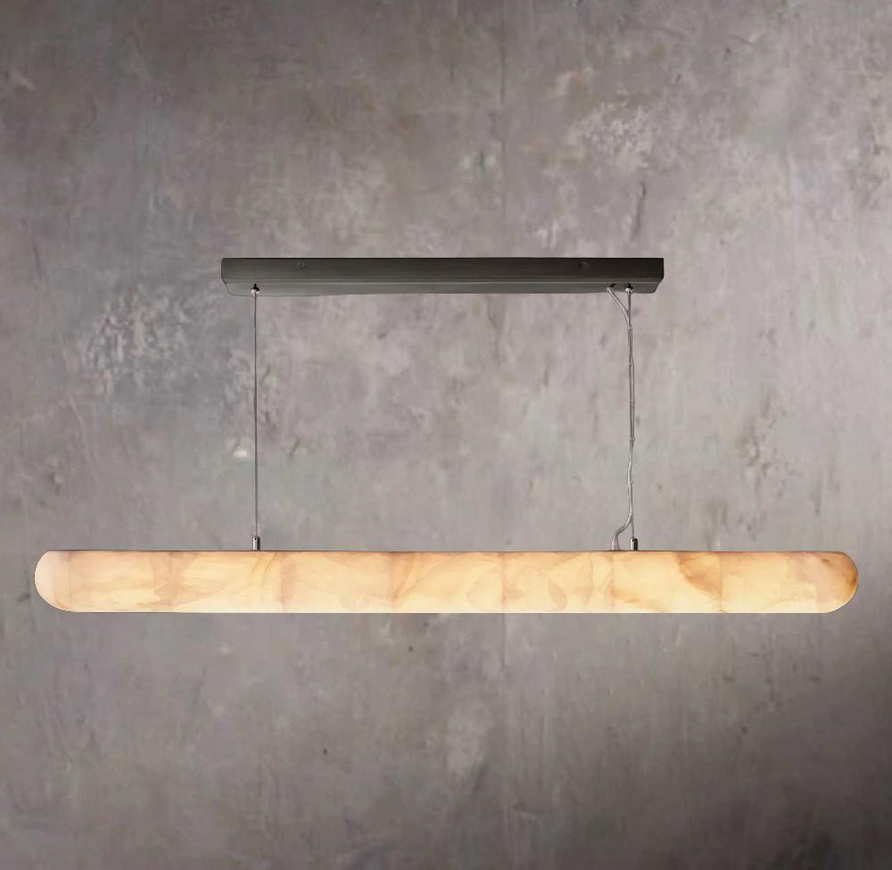 Rivages Smooth Linear Calcite Chandelier 60" - Tianguang Alabaster Lighting