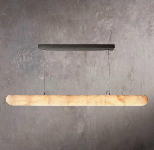 Rivages Smooth Linear Calcite Chandelier 60" - Tianguang Alabaster Lighting