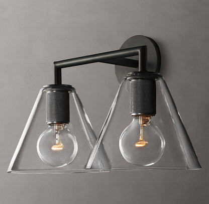 Utilitaire Funnel Shade Double Wall Light, Bathroom Wall Sconce, detail 3