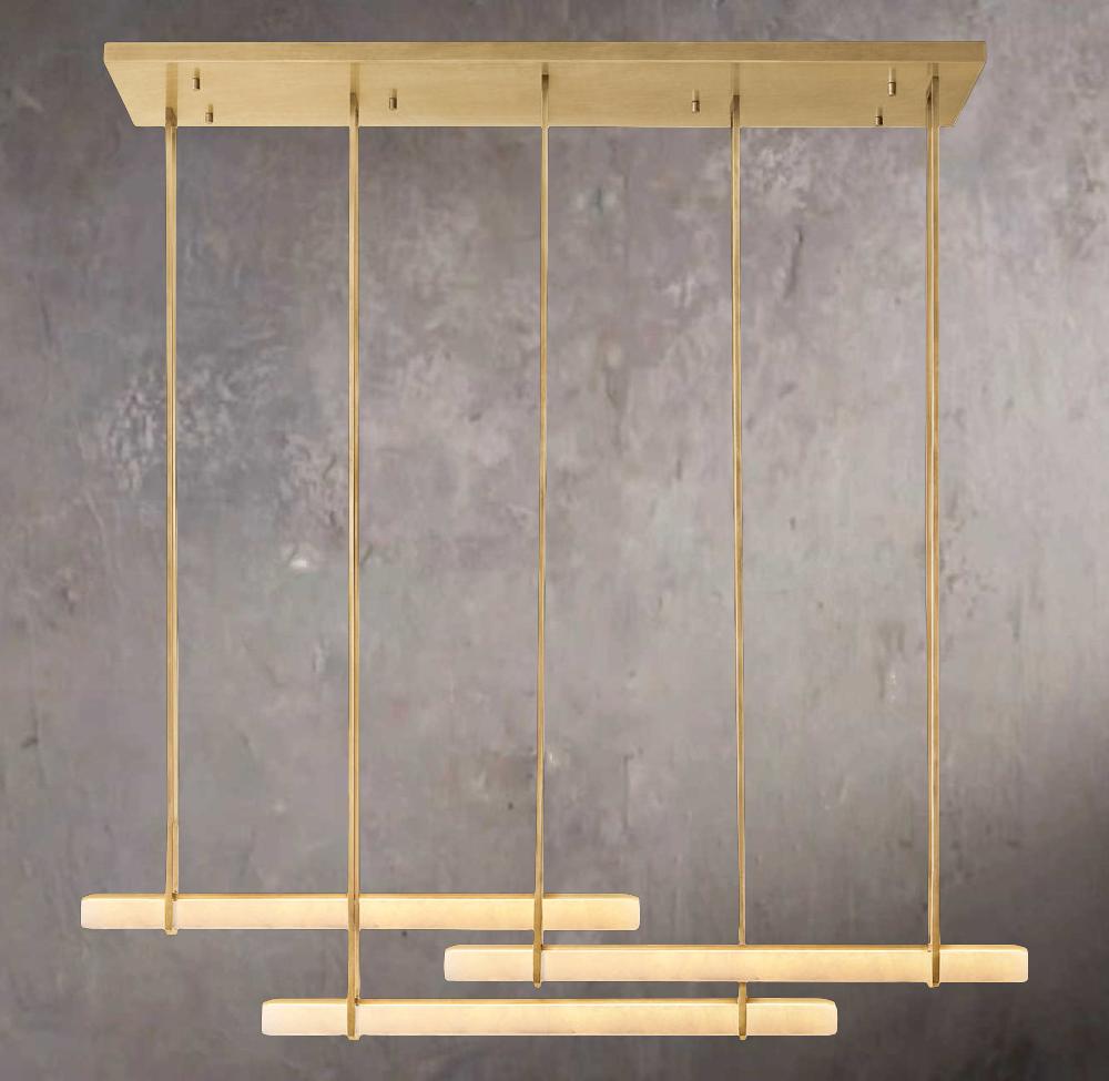 Alabaster Audubon Triple Bar Linear Chandelier - Tianguang Alabaster Lighting