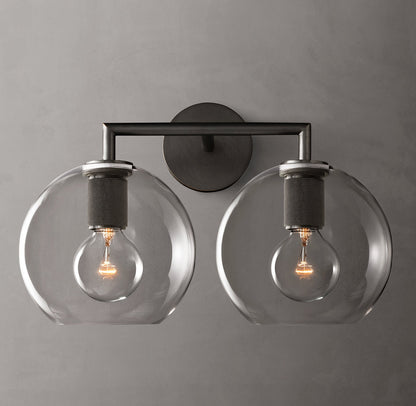 Utilitaire Globe Shade Double Wall Light, Bathroom Wall Sconce, detail 10