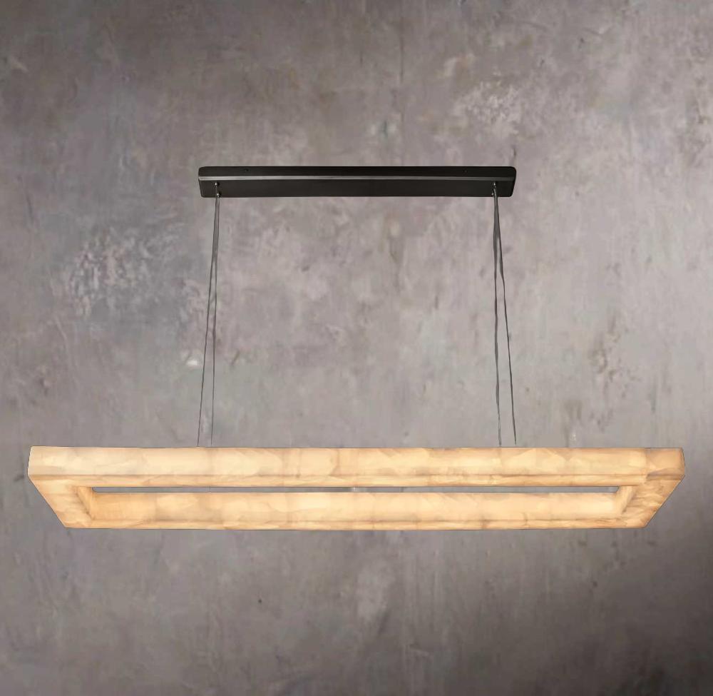 Rivages Glow Rectangular Calcite Chandelier 72" - Tianguang Alabaster Lighting