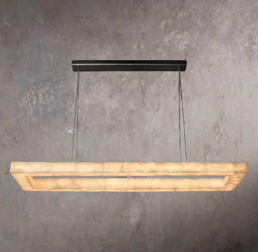 Rivages Glow Rectangular Calcite Chandelier 72" - Tianguang Alabaster Lighting