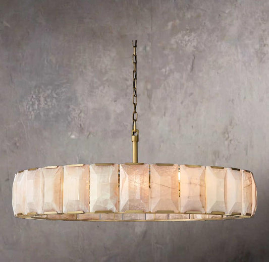 Harlowe Calcite Circular Chandelier 60" - Tianguang Alabaster Lighting