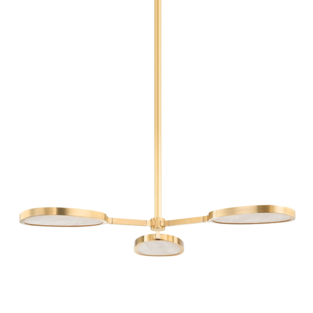 Patras 3-Light Alabaster Semi Flush in Vintage Brass 38.5L x 38.5W x 5.75H - Tianguang Alabaster Lighting