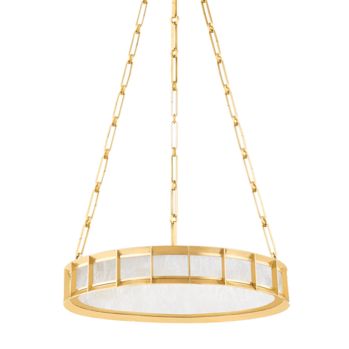 Leda 1-Light Alabaster Chandelier in Vintage Brass 19.75L x 19.75W x 3.5H - Tianguang Alabaster Lighting