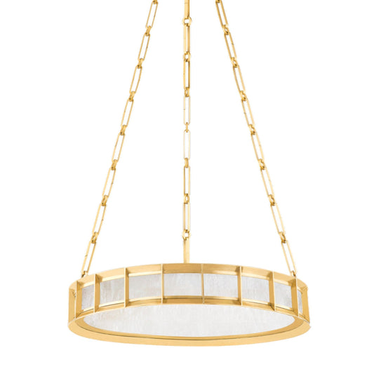 Leda 1-Light Alabaster Chandelier in Vintage Brass 19.75L x 19.75W x 3.5H - Tianguang Alabaster Lighting