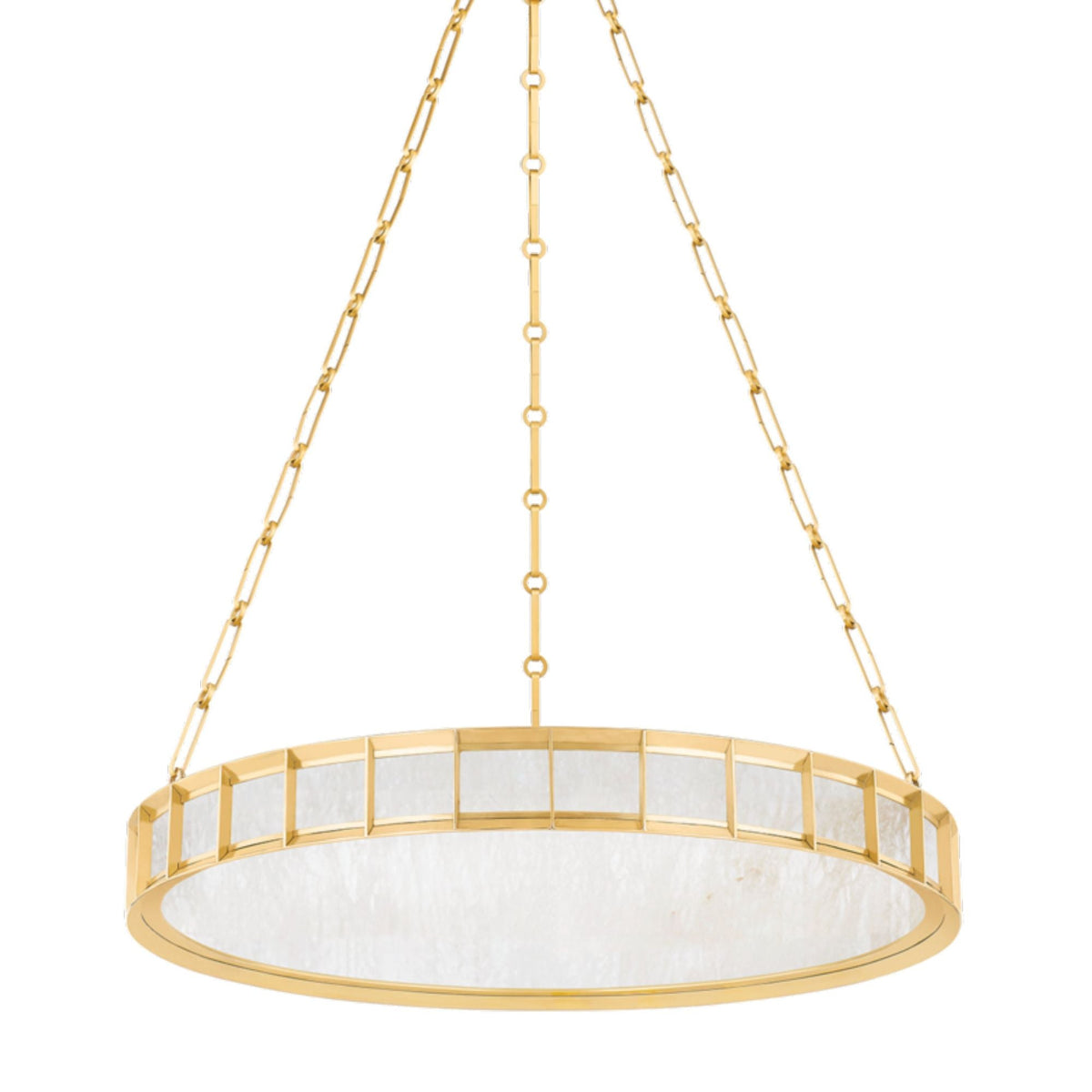 Leda 1-Light Alabaster Chandelier in Vintage Brass 30L x 30W x 4H - Tianguang Alabaster Lighting