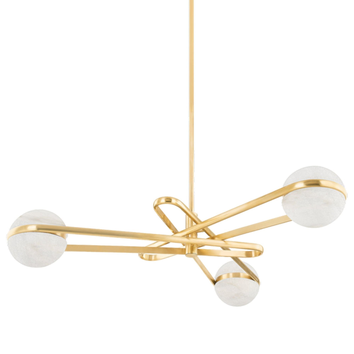 Kyomi 6-Light Alabaster Chandelier in Vintage Brass 52L x 52W x 9H - Tianguang Alabaster Lighting