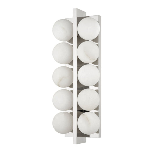 Emille 10-Light Alabaster Wall Sconce in Polished Nickel 6.75L x 6.75W x 18.25H - Tianguang Alabaster Lighting