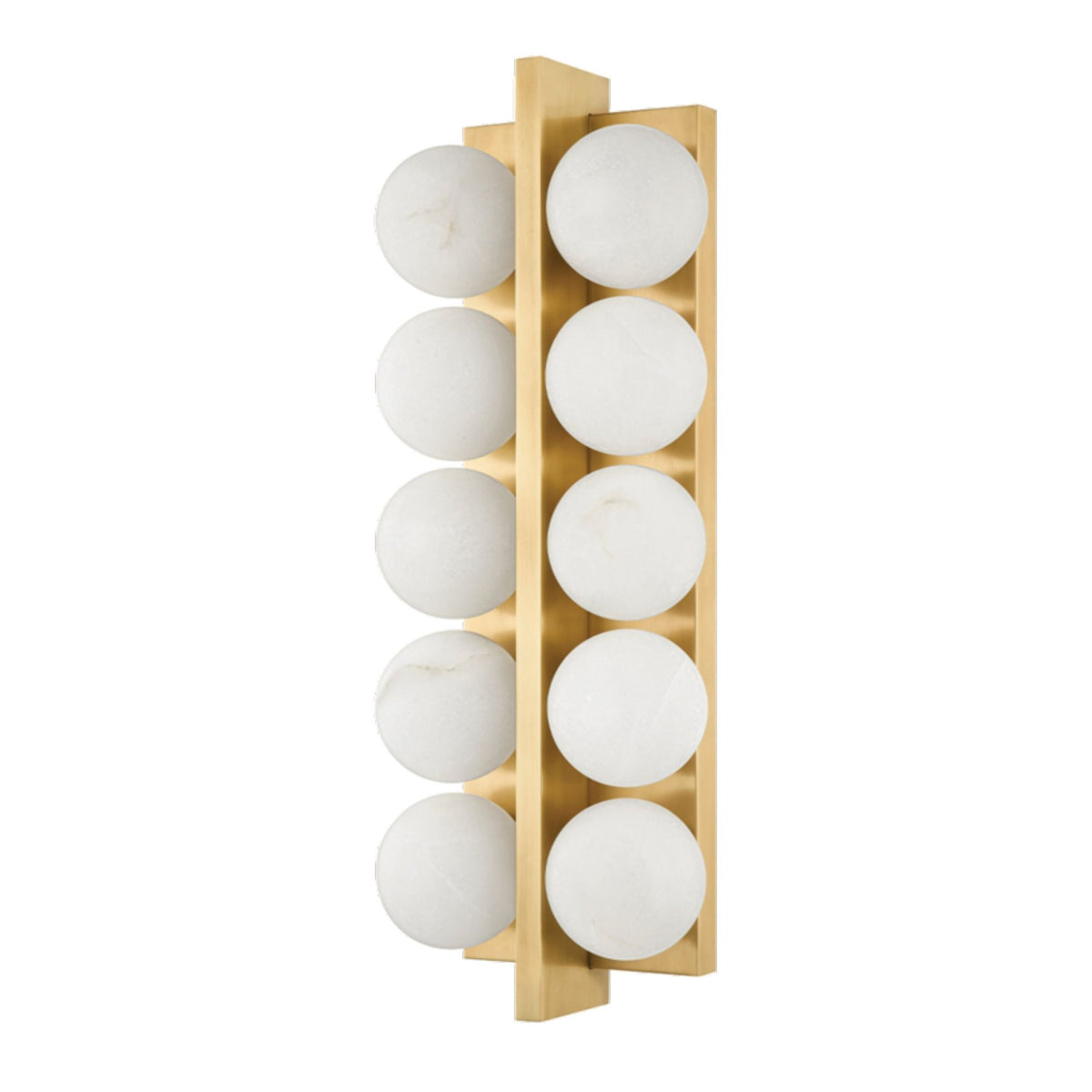 Emille 10-Light Alabaster Wall Sconce in Vintage Brass 6.75L x 6.75W x 18.25H - Tianguang Alabaster Lighting