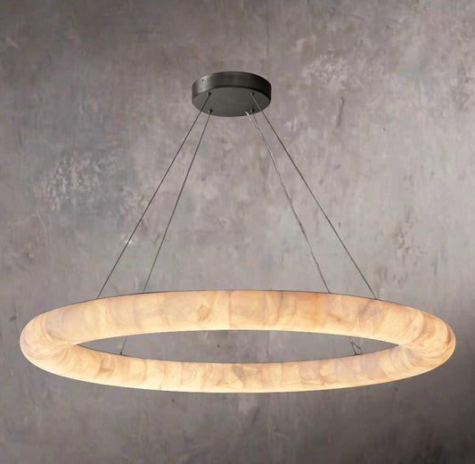 Lissian Rivage Circular Calcite Chandelier 61" - Tianguang Alabaster Lighting