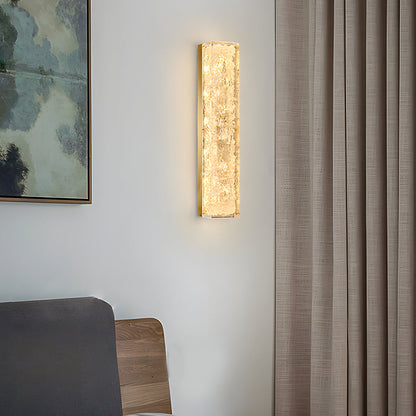 Contemporary Brass 1-Light LED Wall Fixtures Rectangle Wall Light in Ice Resin, Hardwired Wall Sconce, detail 2