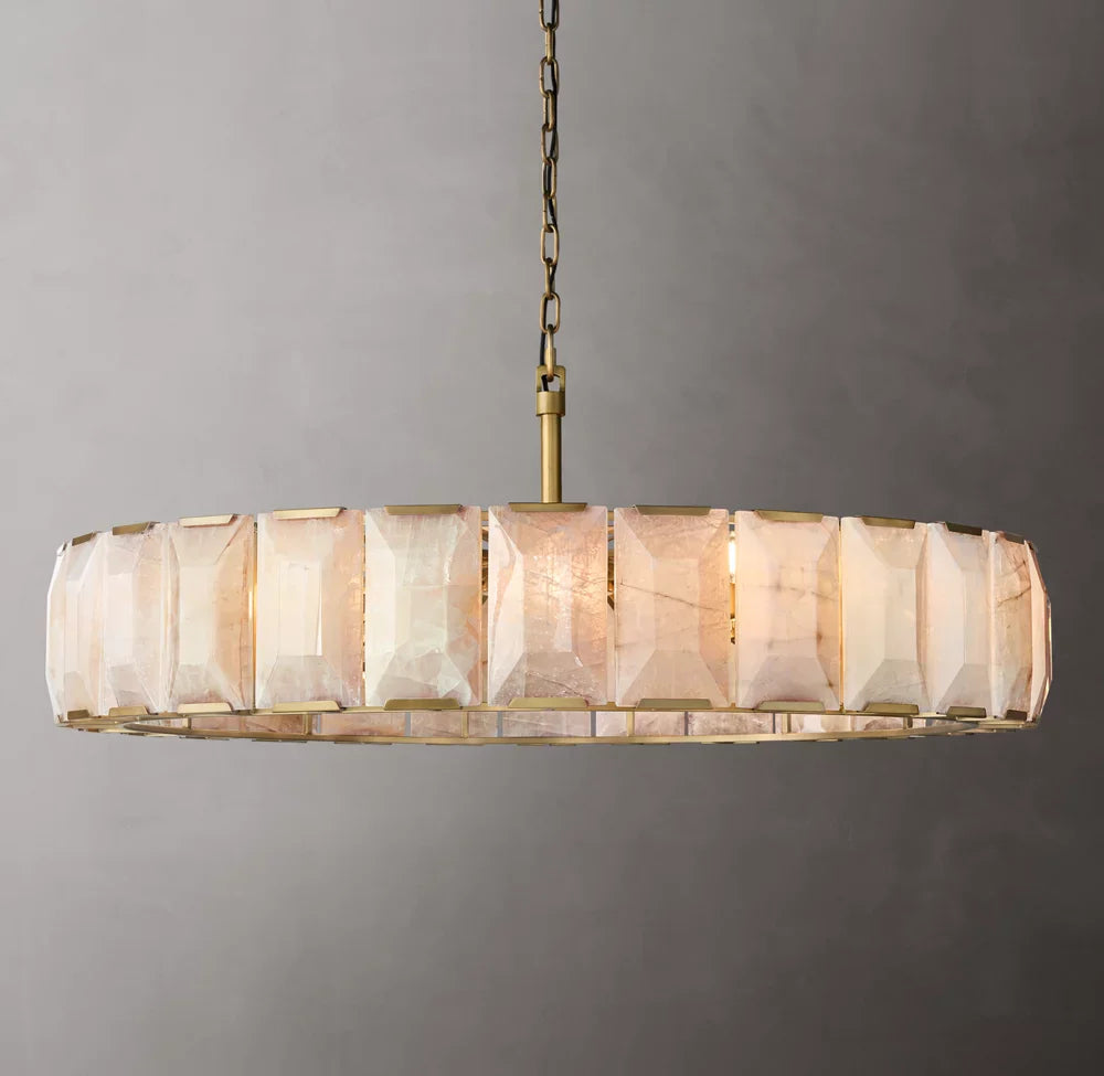 Harlow Calcite Round Chandelier 60" - Tianguang Alabaster Lighting