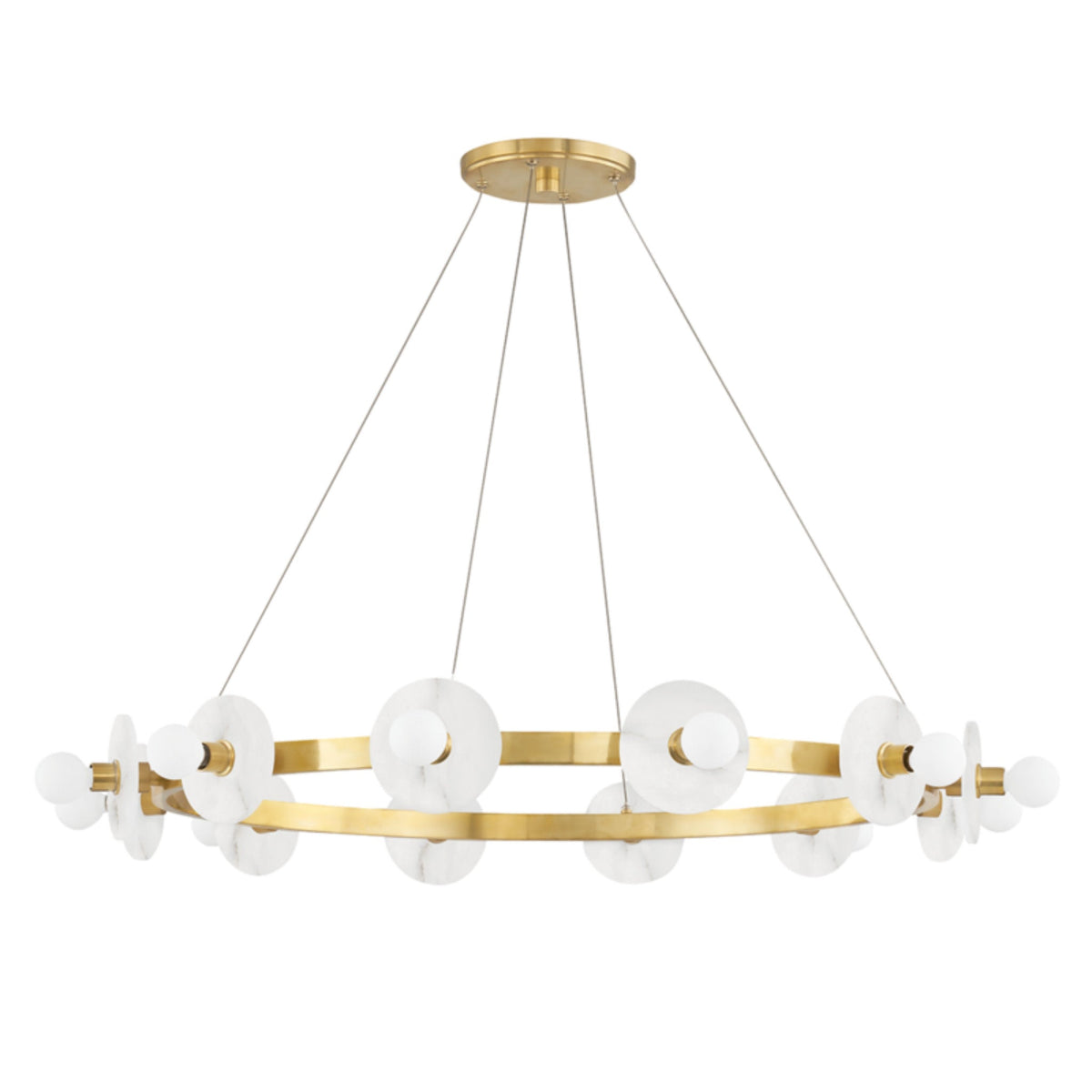 Austen 12-Light Alabaster Chandelier in Aged Brass 40L x 40W x 18H - Tianguang Alabaster Lighting