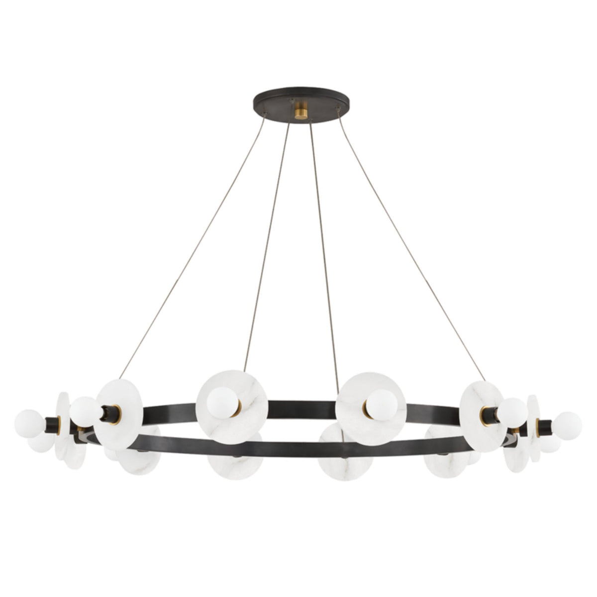 Austen 12-Light Alabaster Chandelier in Aged Old Bronze 40L x 40W x 18H - Tianguang Alabaster Lighting
