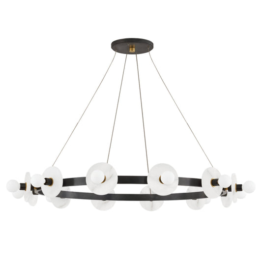 Austen 12-Light Alabaster Chandelier in Aged Old Bronze 40L x 40W x 18H - Tianguang Alabaster Lighting
