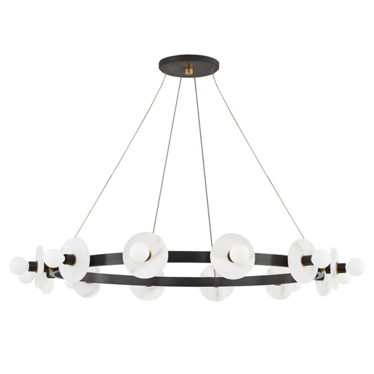 Austen Alabaster Chandelier 40 in W x 18 in H Aged Old Bronze - Tianguang Alabaster Lighting