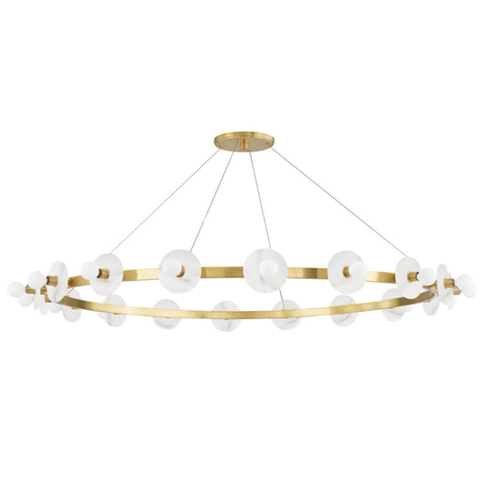 Austen 18-Light Alabaster Chandelier in Aged Brass 58L x 58W x 4.75H - Tianguang Alabaster Lighting