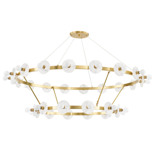 Austen 30-Light Alabaster Chandelier in Aged Brass 58L x 58W x 36.5H - Tianguang Alabaster Lighting
