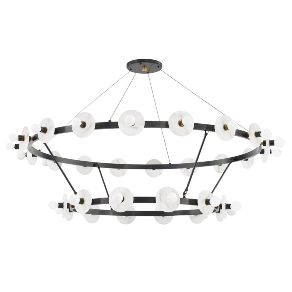 Austen 30-Light Alabaster Chandelier in Aged Old Bronze 58L x 58W x 36.5H - Tianguang Alabaster Lighting