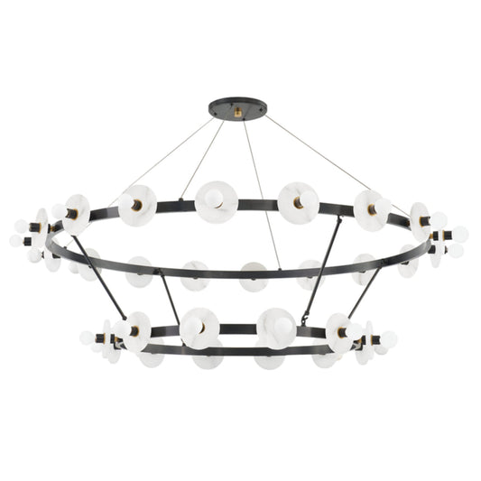 Austen 30-Light Alabaster Chandelier in Aged Old Bronze 58L x 58W x 36.5H - Tianguang Alabaster Lighting