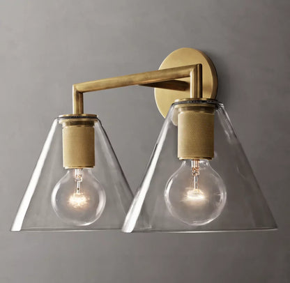 Utilitaire Funnel Shade Double Wall Light, Bathroom Wall Sconce, detail 4