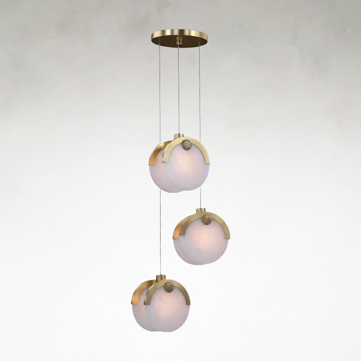 Astral Three-Light 9.5-Inch Pendant Alabaster Chandelier Ceiling Fixture - Tianguang Alabaster Lighting